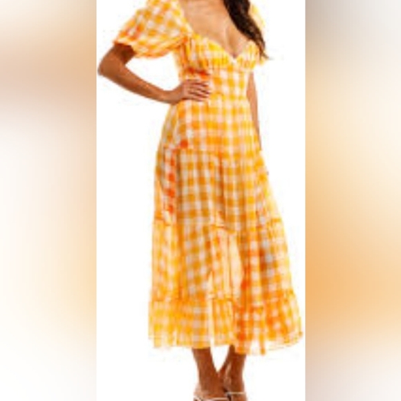 For Love And Lemons Dresses & Skirts - For Love And Lemons Yellow Gingham Maxi Dress